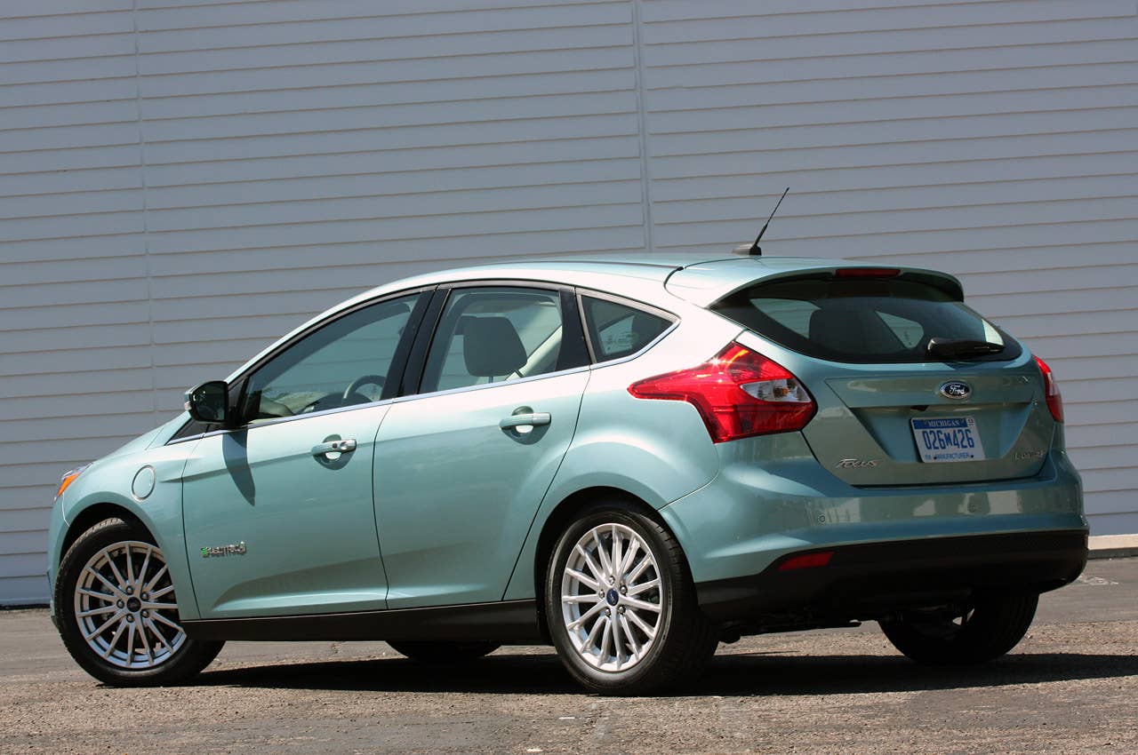 2012 Ford Focus Electric rear 3/4 view