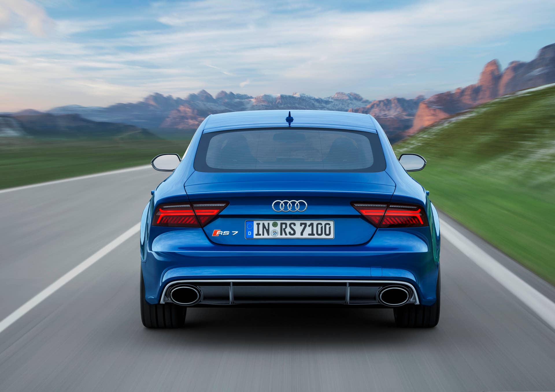 blue audi rs7 sportback performance rear