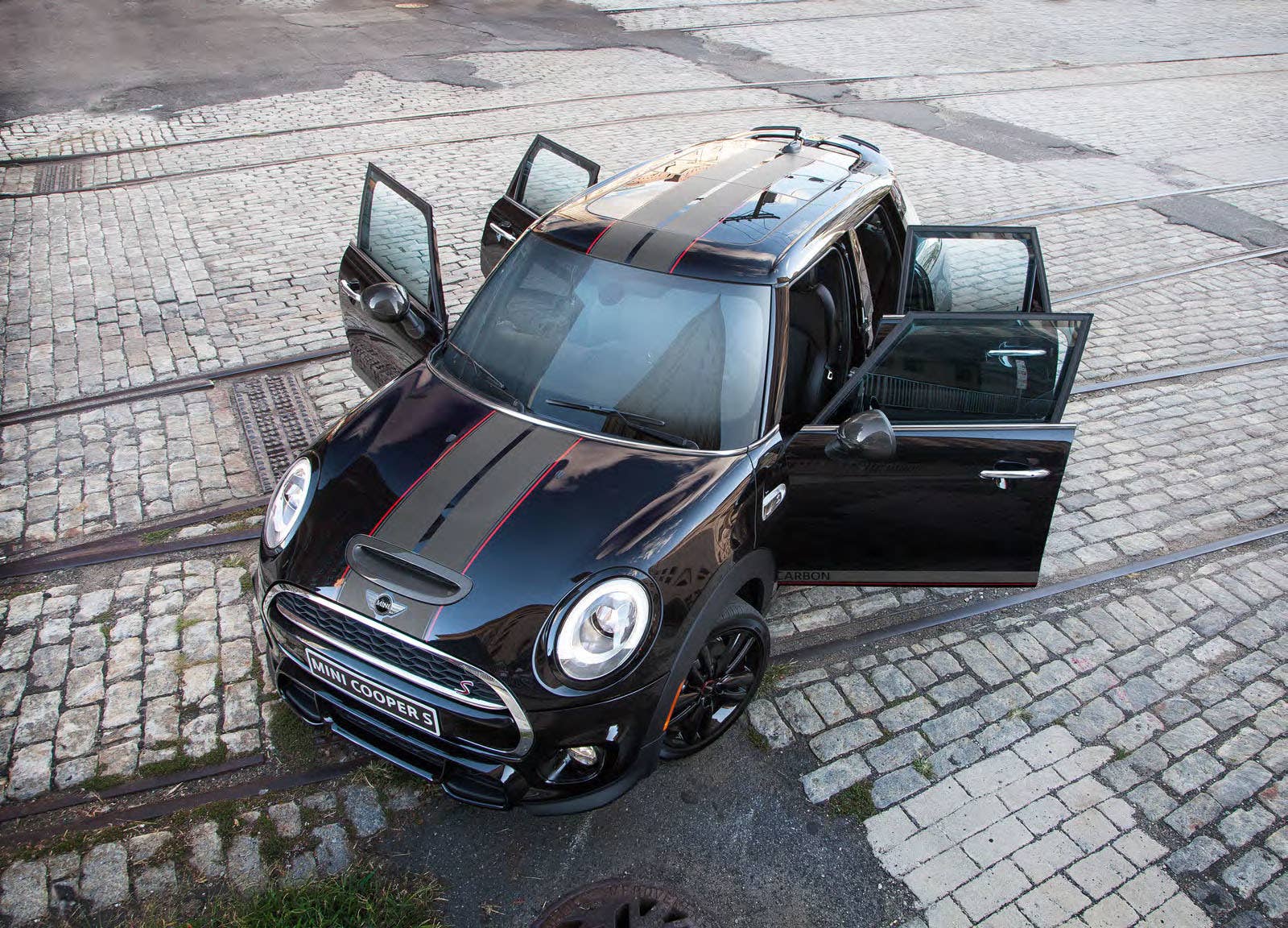 mini hardtop carbon edition top three quarters doors open