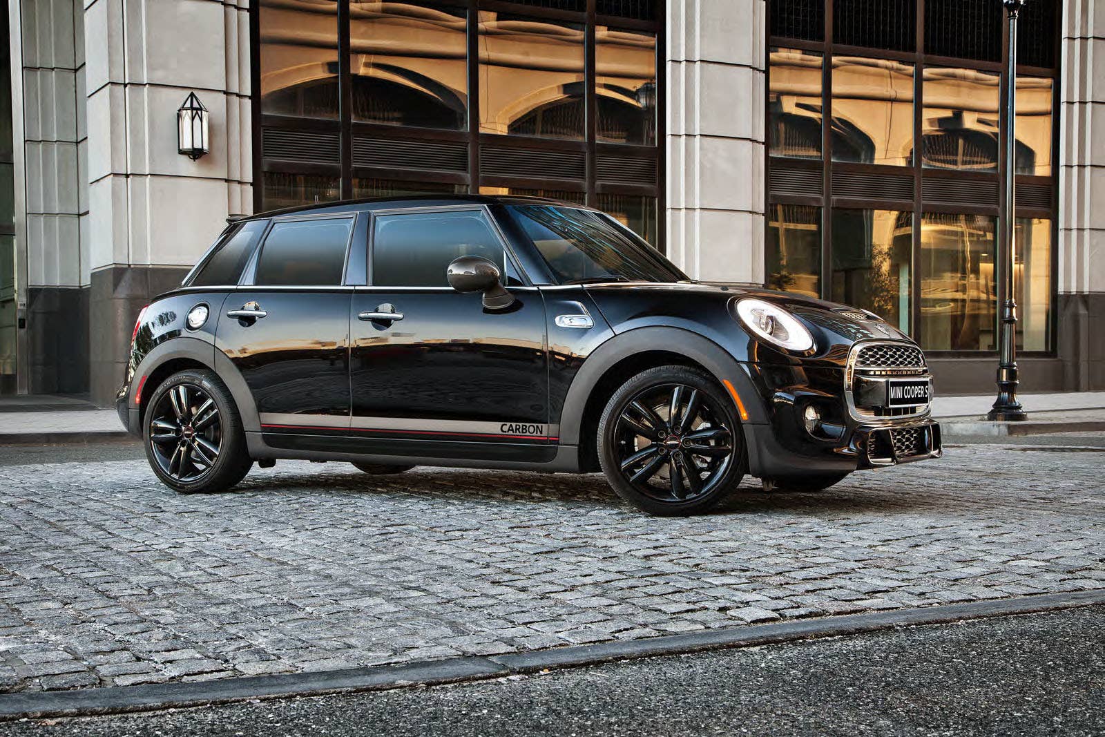 mini hardtop carbon edition side three quarters bricks