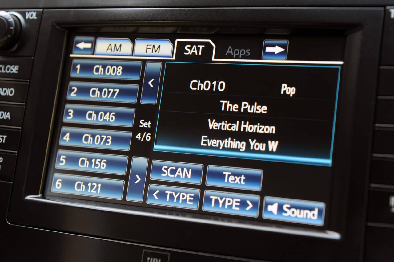 2012 Toyota Prius V satellite radio display