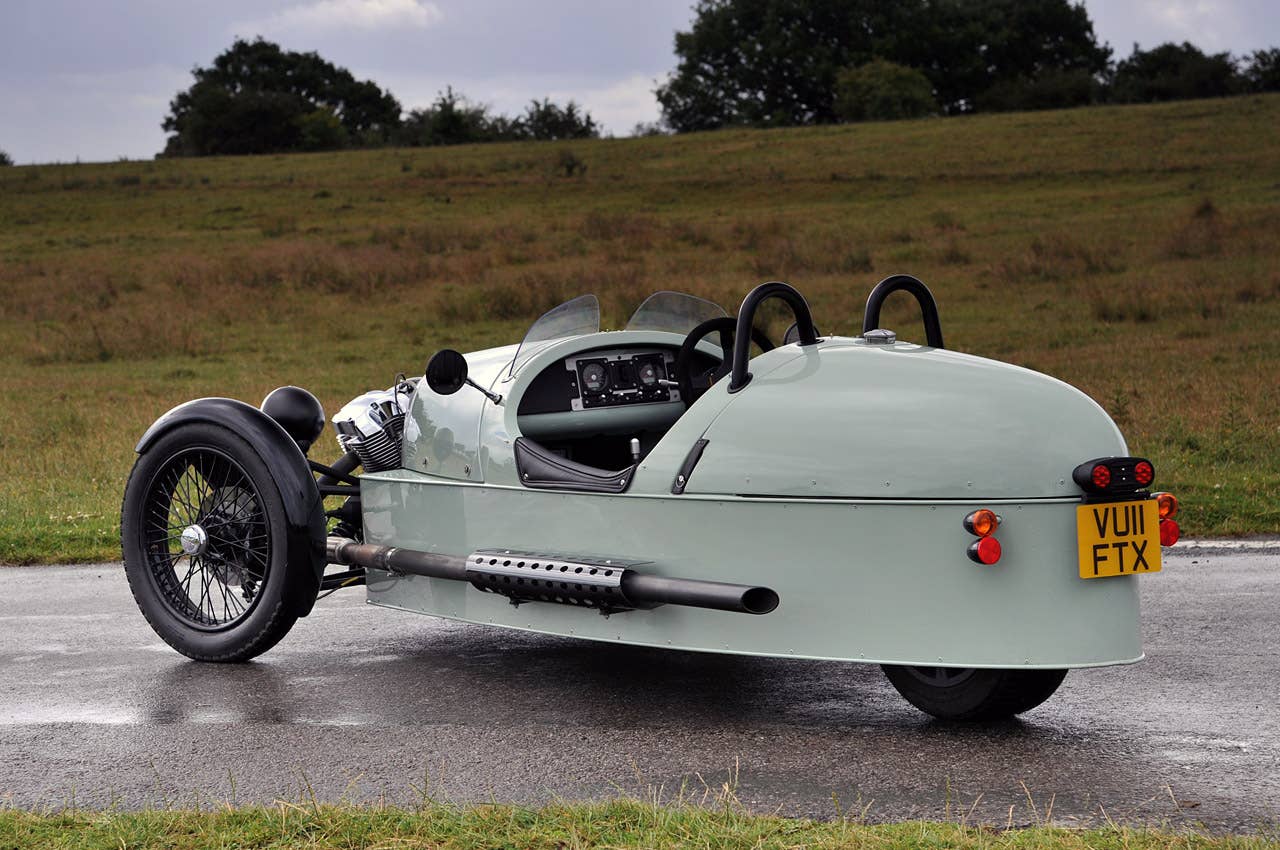 2012 Morgan 3 Wheeler rear 3/4 view