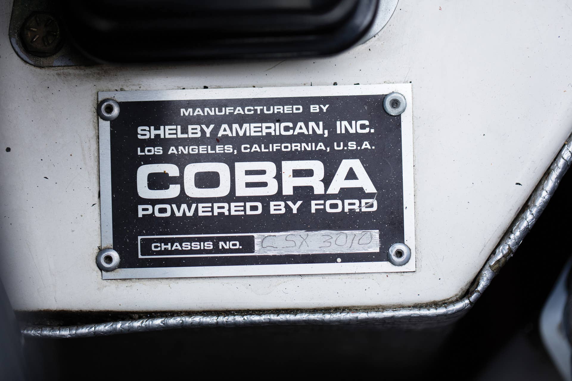 1965 Shelby 427 Competition Cobra VIN plate