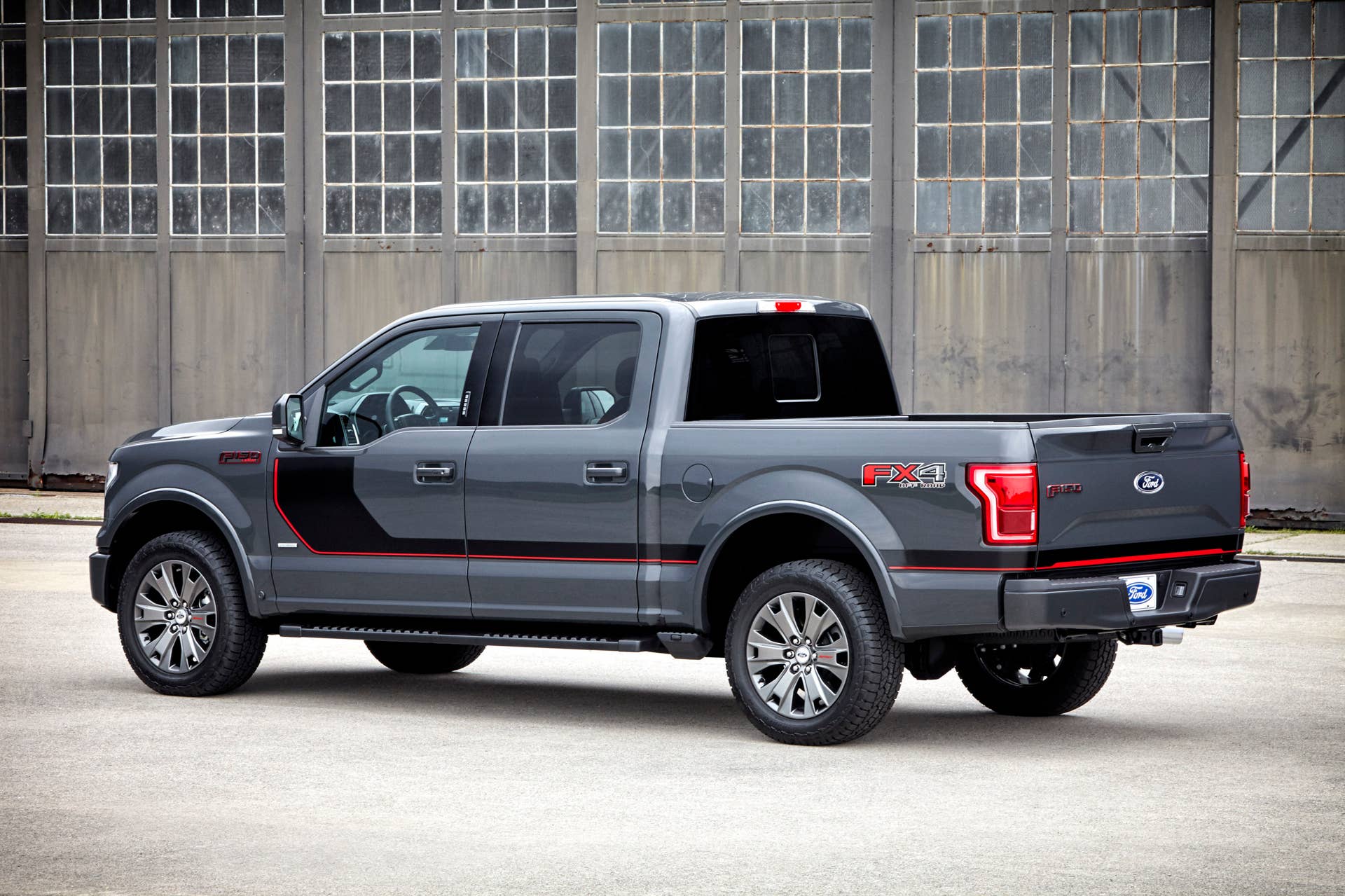 gray 2016 ford-150 lariat appearance package rear