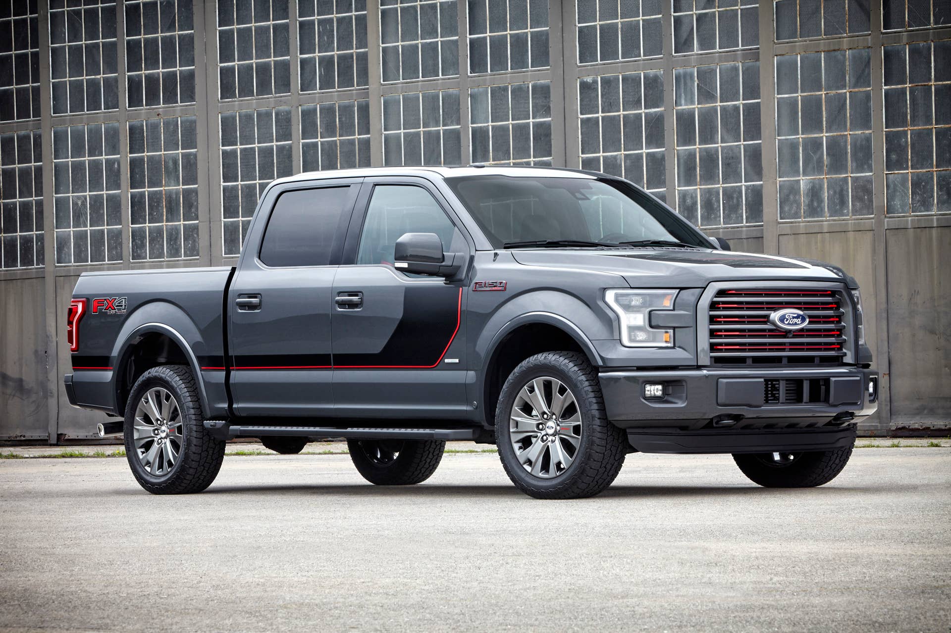 gray 2016 ford-150 lariat appearance package front