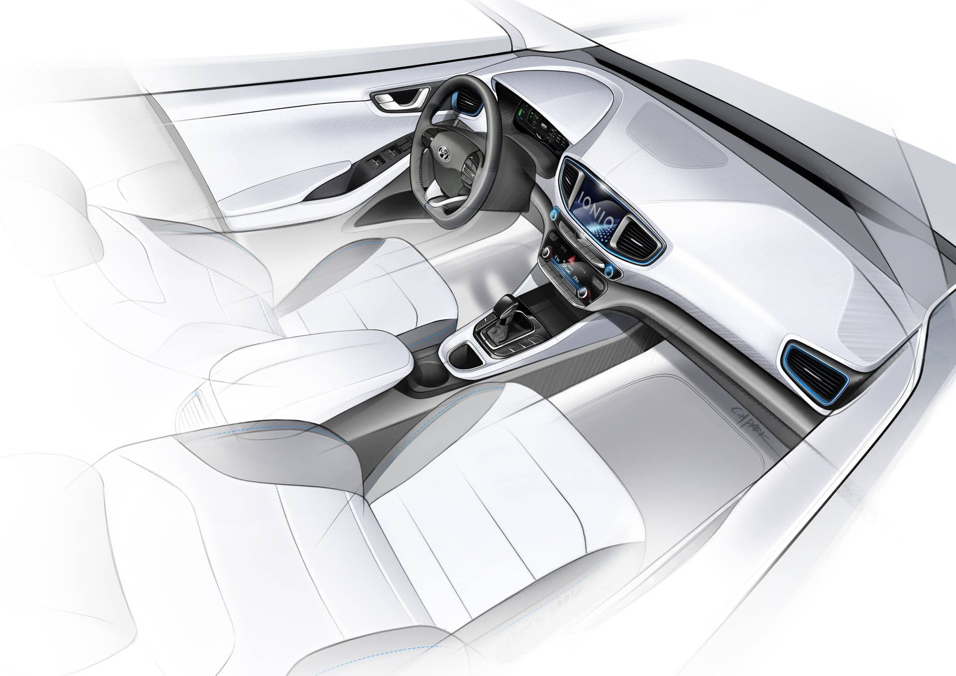 Hyundai Ioniq interior sketch