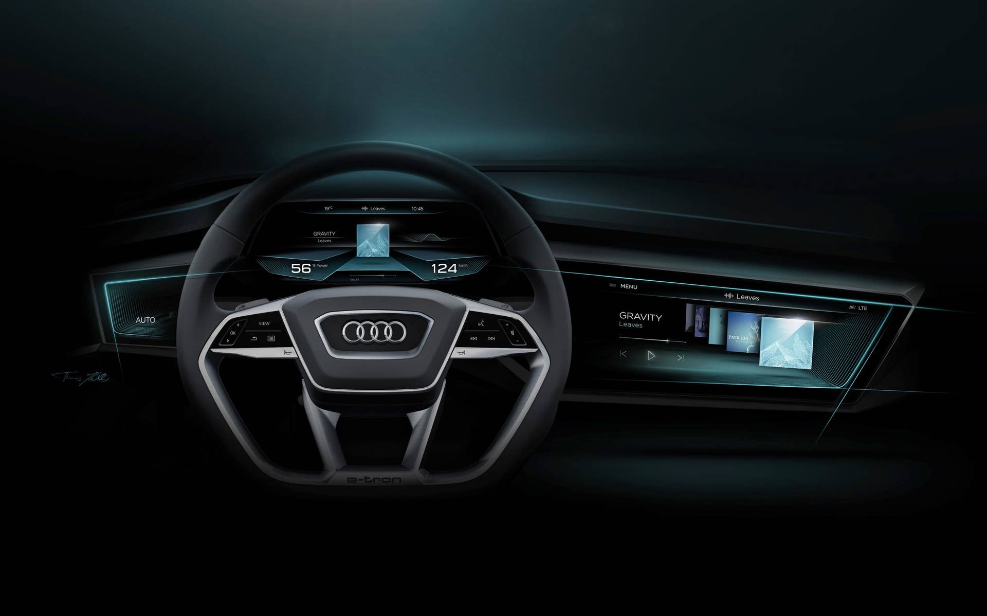 Audi e-tron quattro concept interior steering wheel