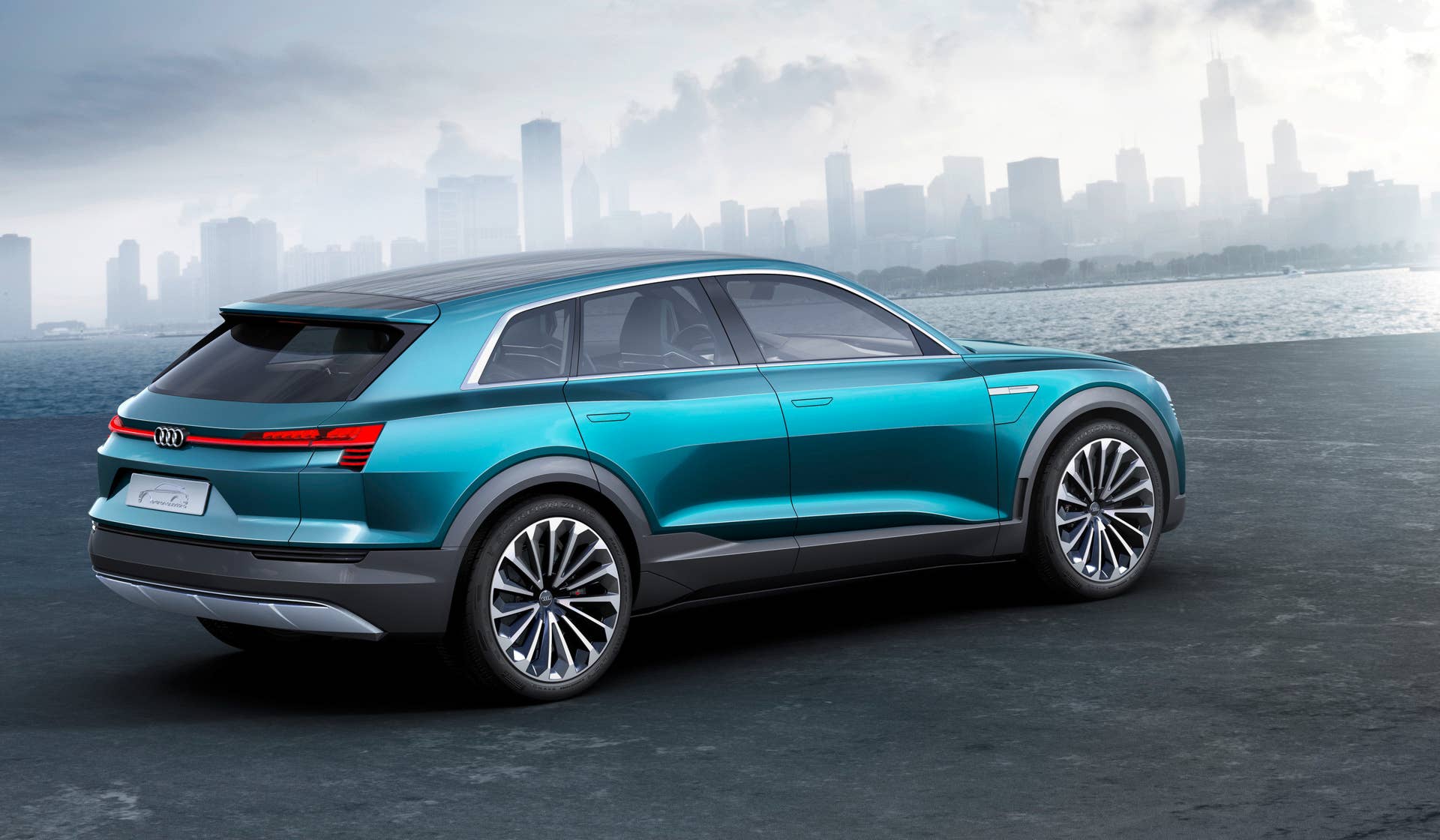 Audi e-tron quattro concept rear 3/4 driving