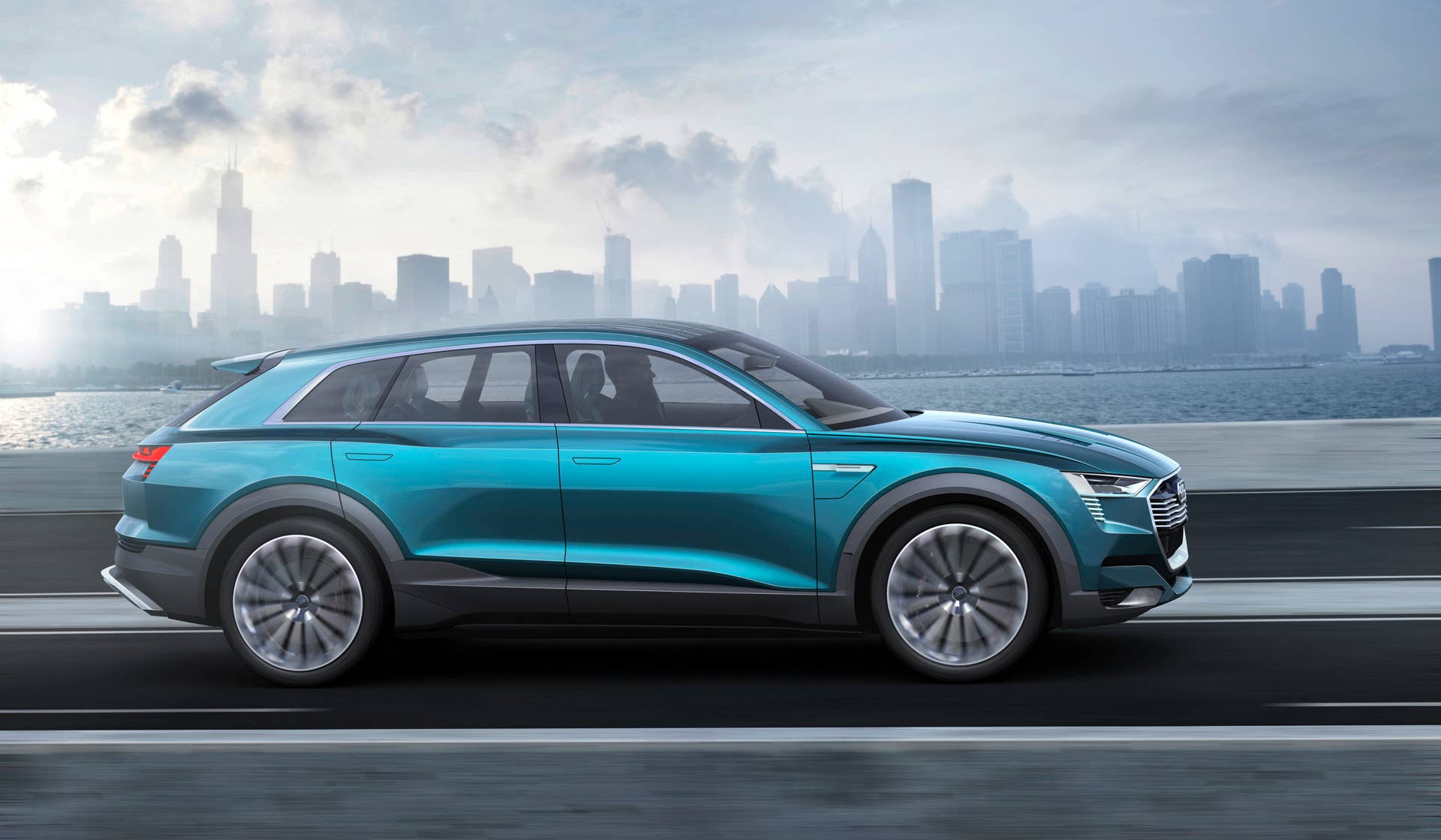 Audi e-tron quattro concept side view driving