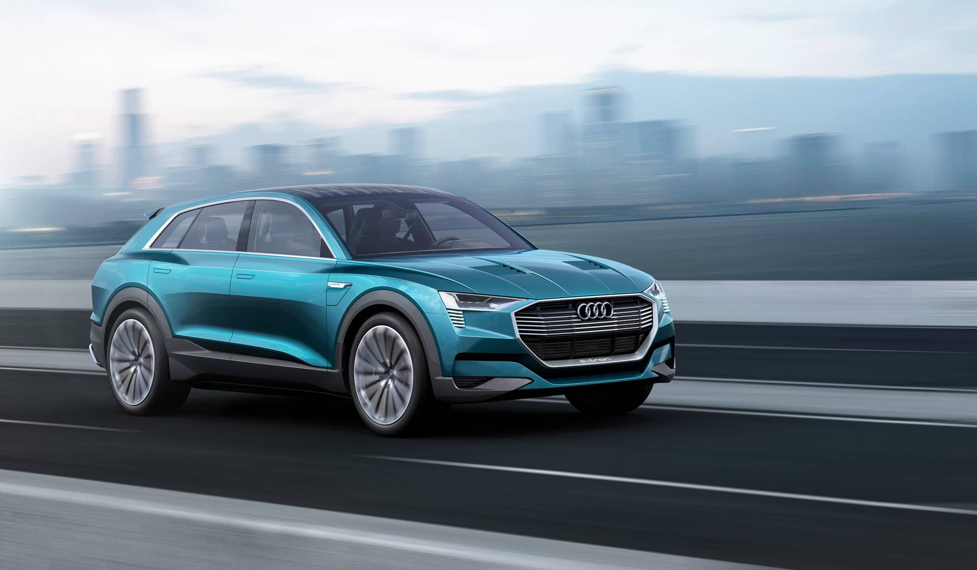 Audi e-tron quattro concept front 3/4 view driving