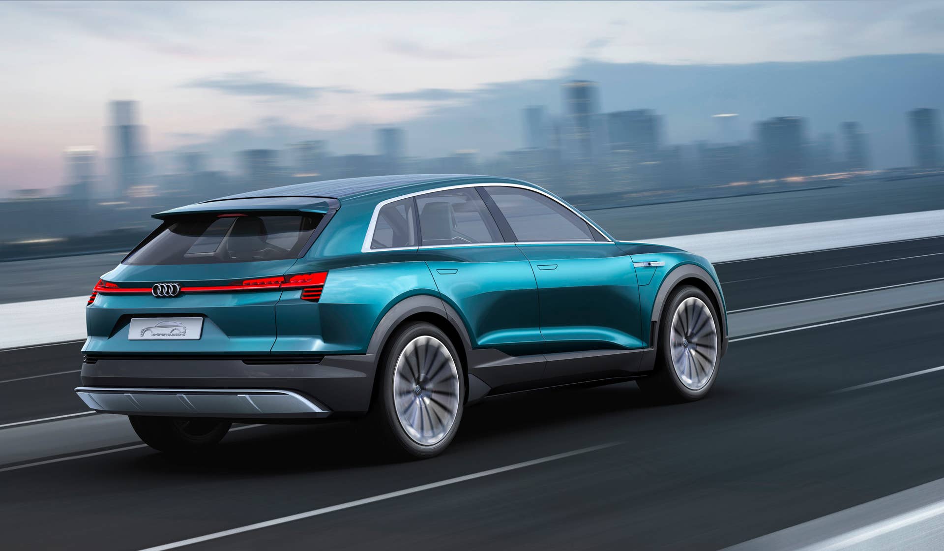 Audi e-tron quattro concept rear 3/4 driving