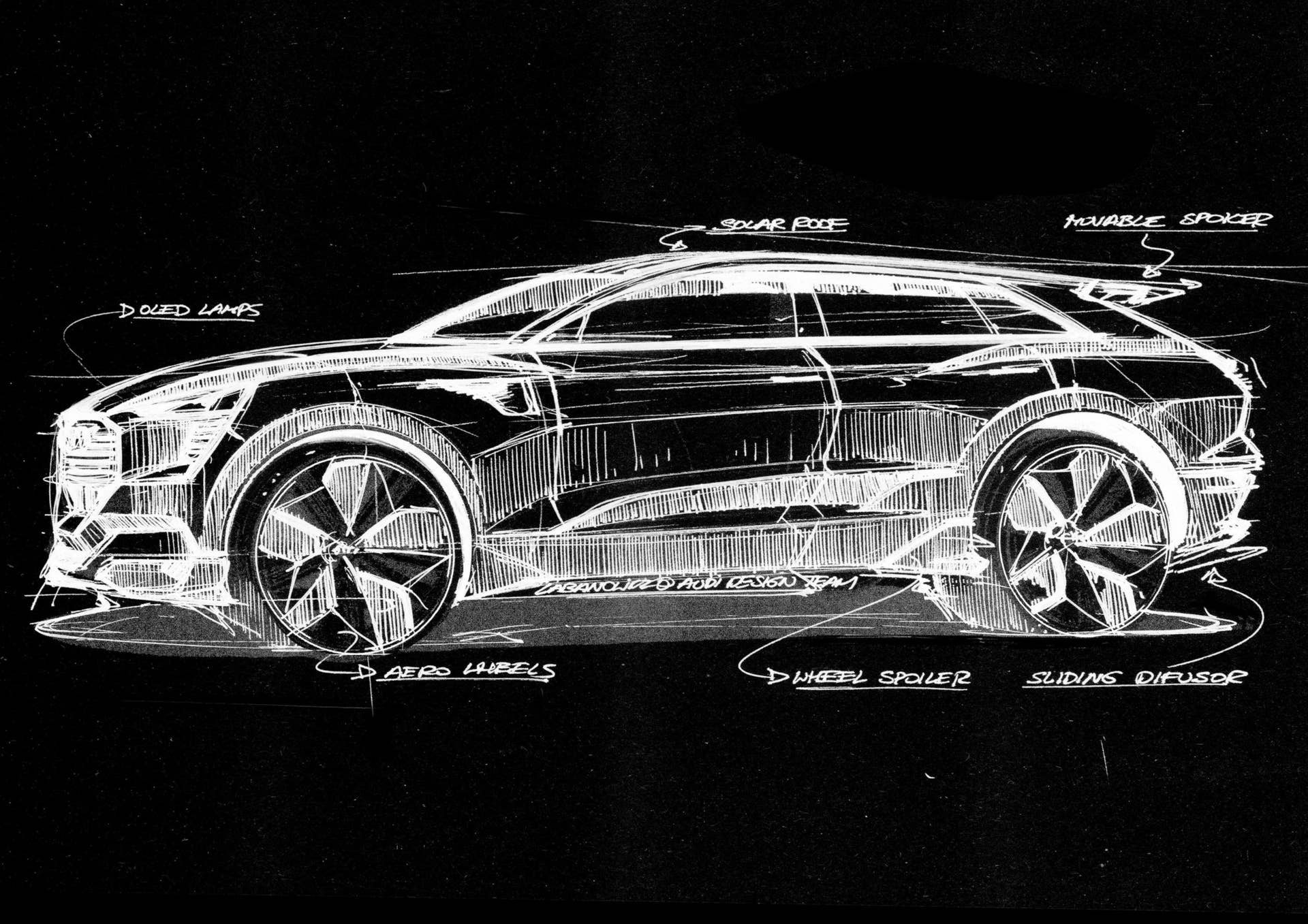 Audi e-tron quattro concept sketch side view