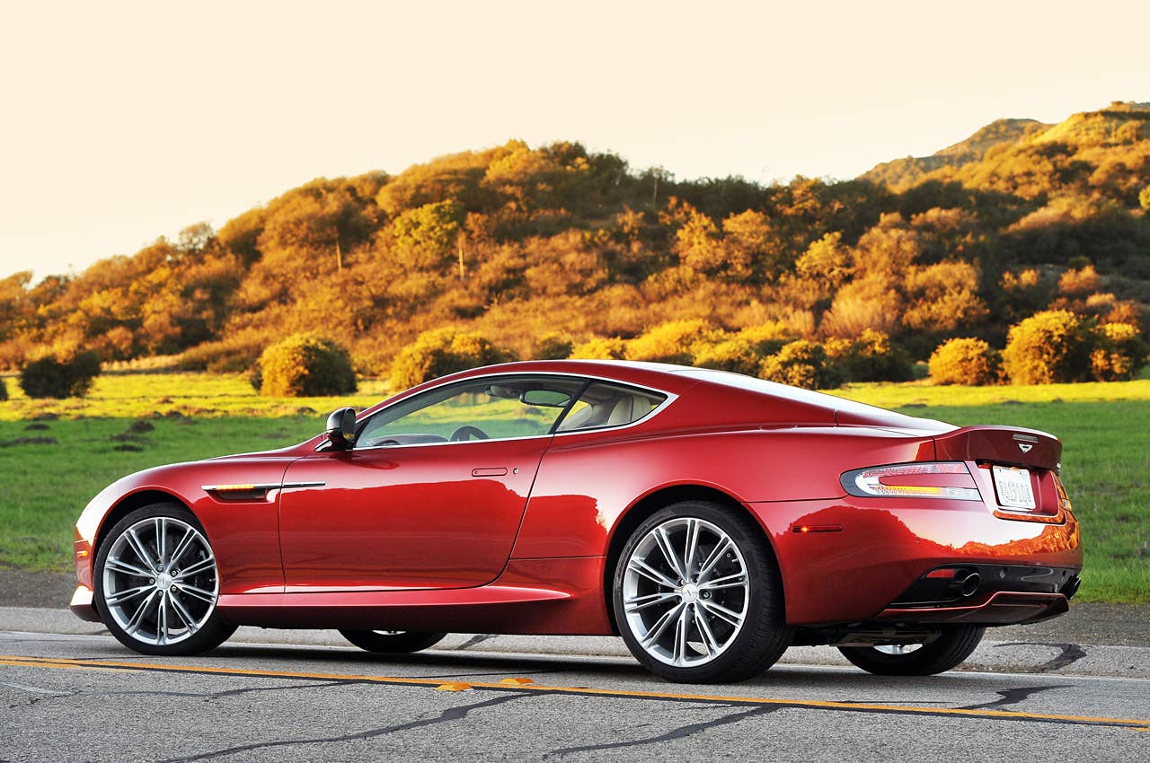 2013 Aston Martin DB9 rear 3/4 view
