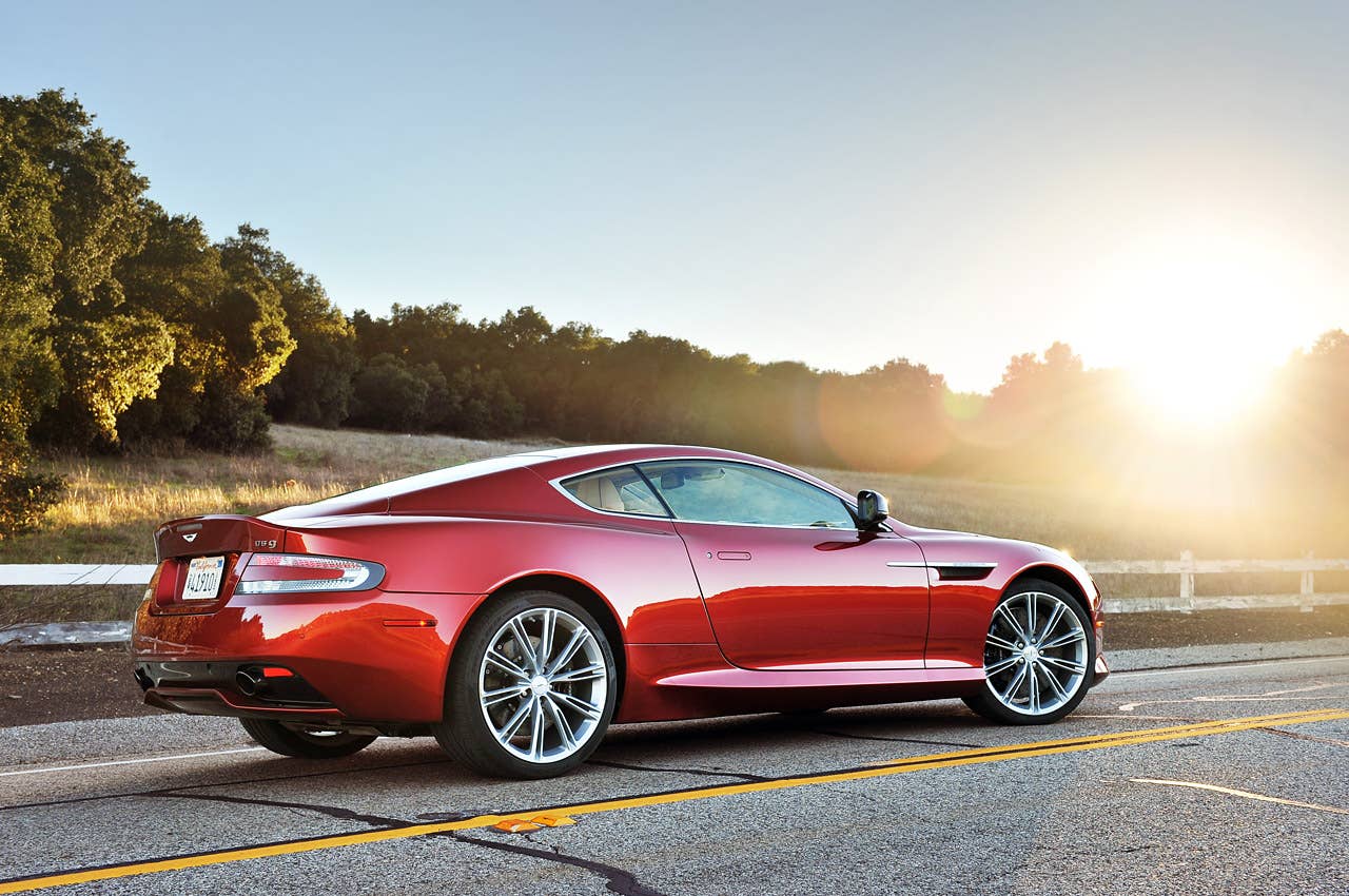 2013 Aston Martin DB9 rear 3/4 view