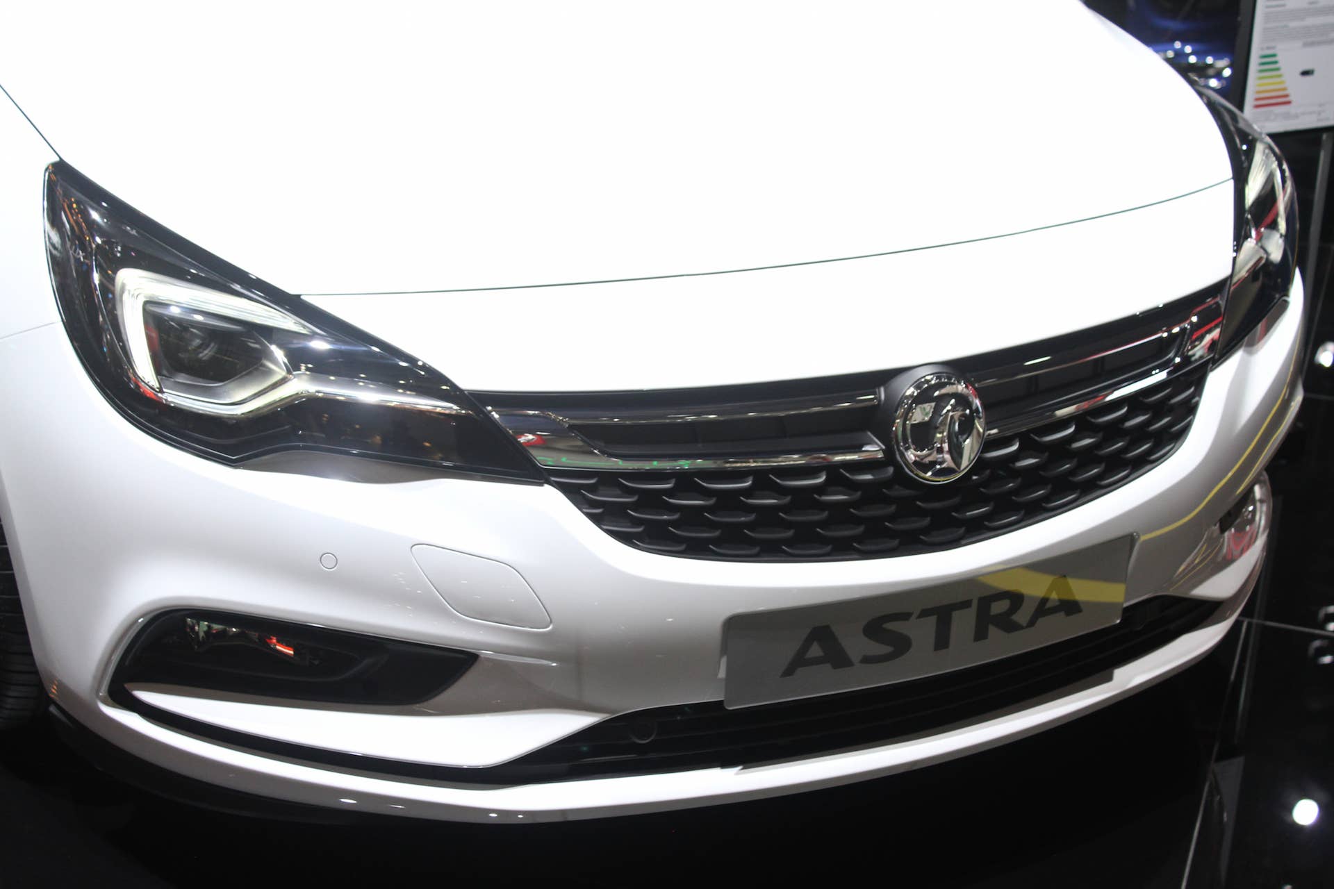 The new 2016 Opel Astra at the Frankfurt Motor Show, front fascia detail.