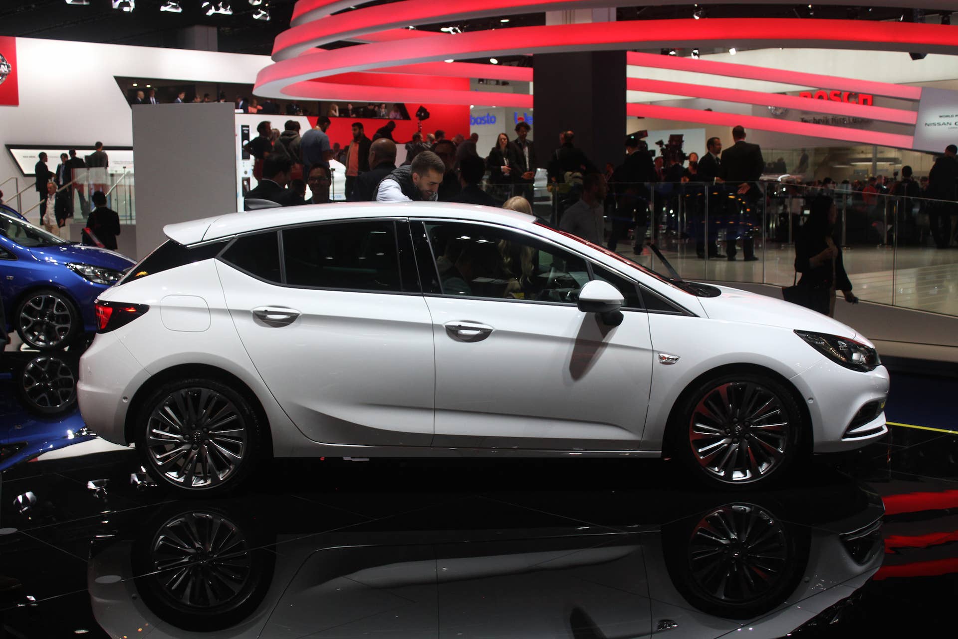 The new 2016 Opel Astra at the Frankfurt Motor Show, side view.