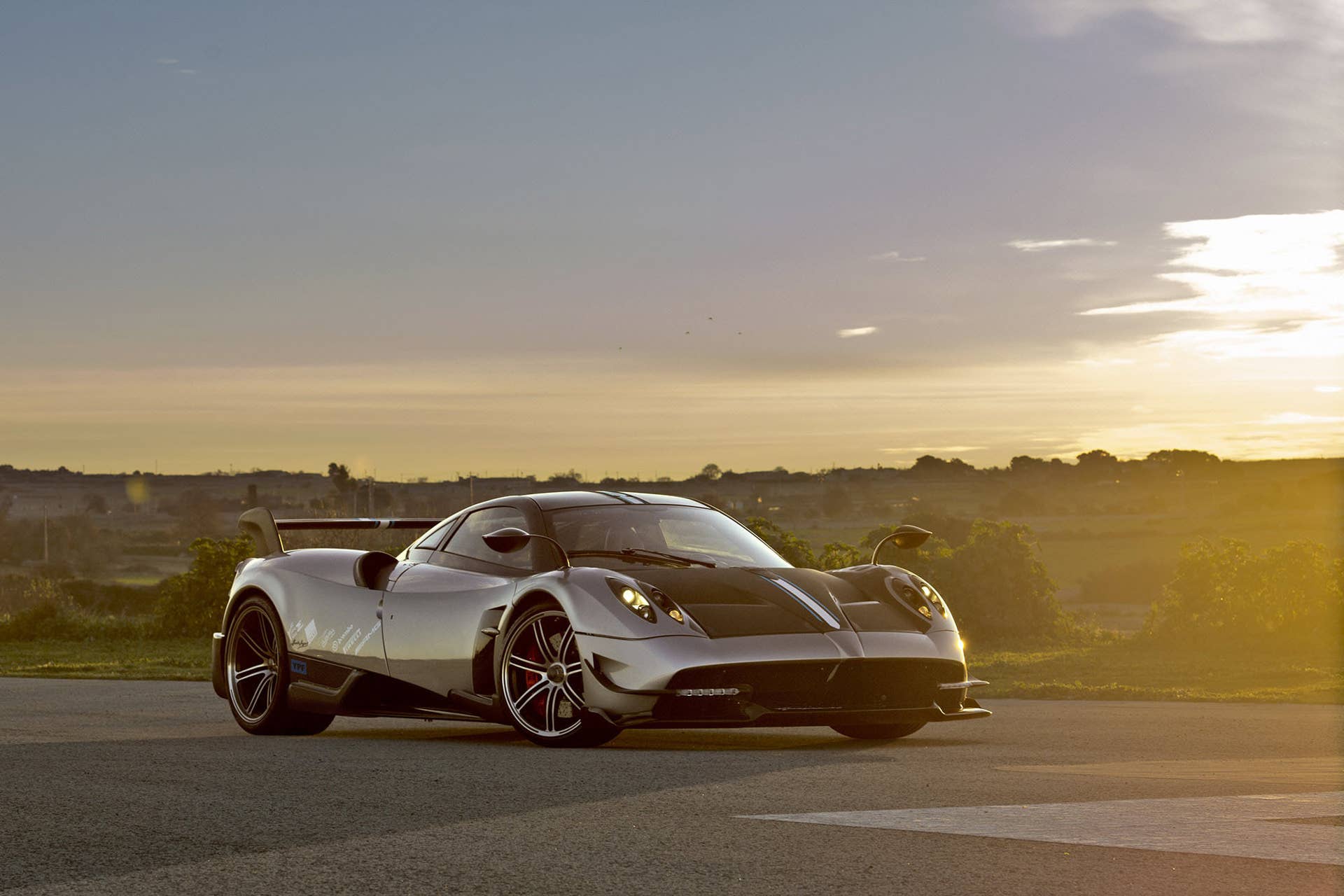 pagani huayra bc sunset