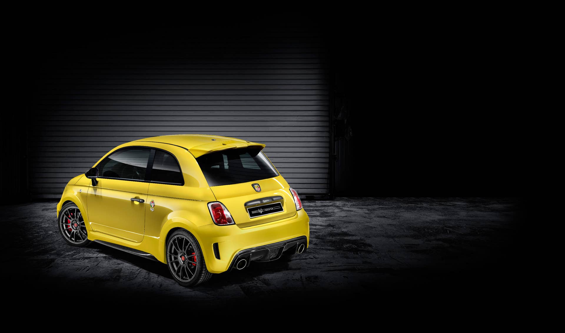 modena yellow abarth 695 biposto record rear