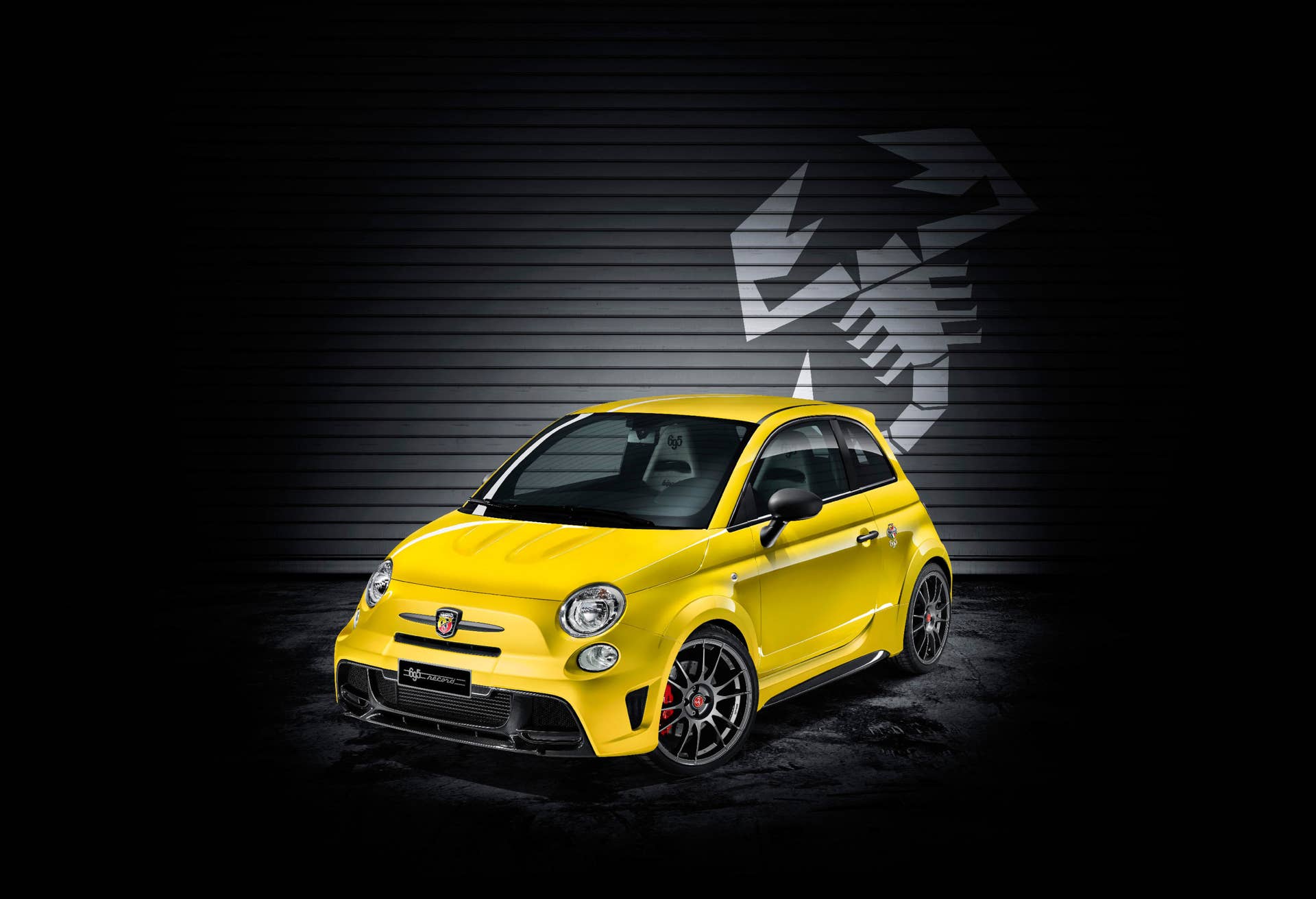 modena yellow abarth 695 biposto record front