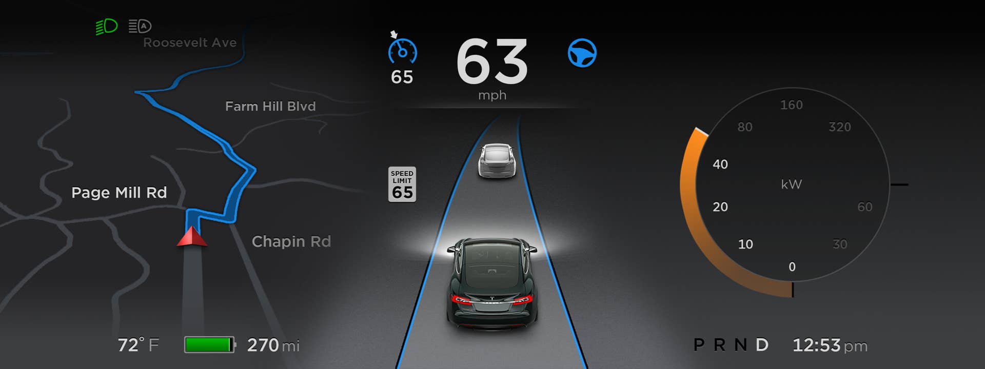 Tesla Model S Autopilot dashboard