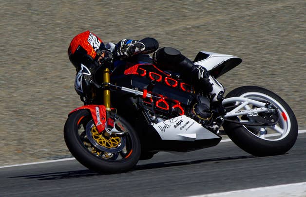 Eric Bostrom exits Laguna Seca's corkscrew at Refuel 2014