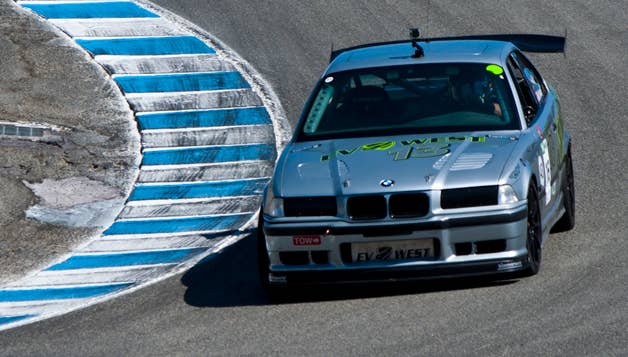 EV West BMW M3 winning its class at 2014 SportElectric TT