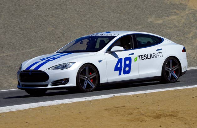 Teslarati 48 car finishing up the corkscrew at Refuel SportElectric TT