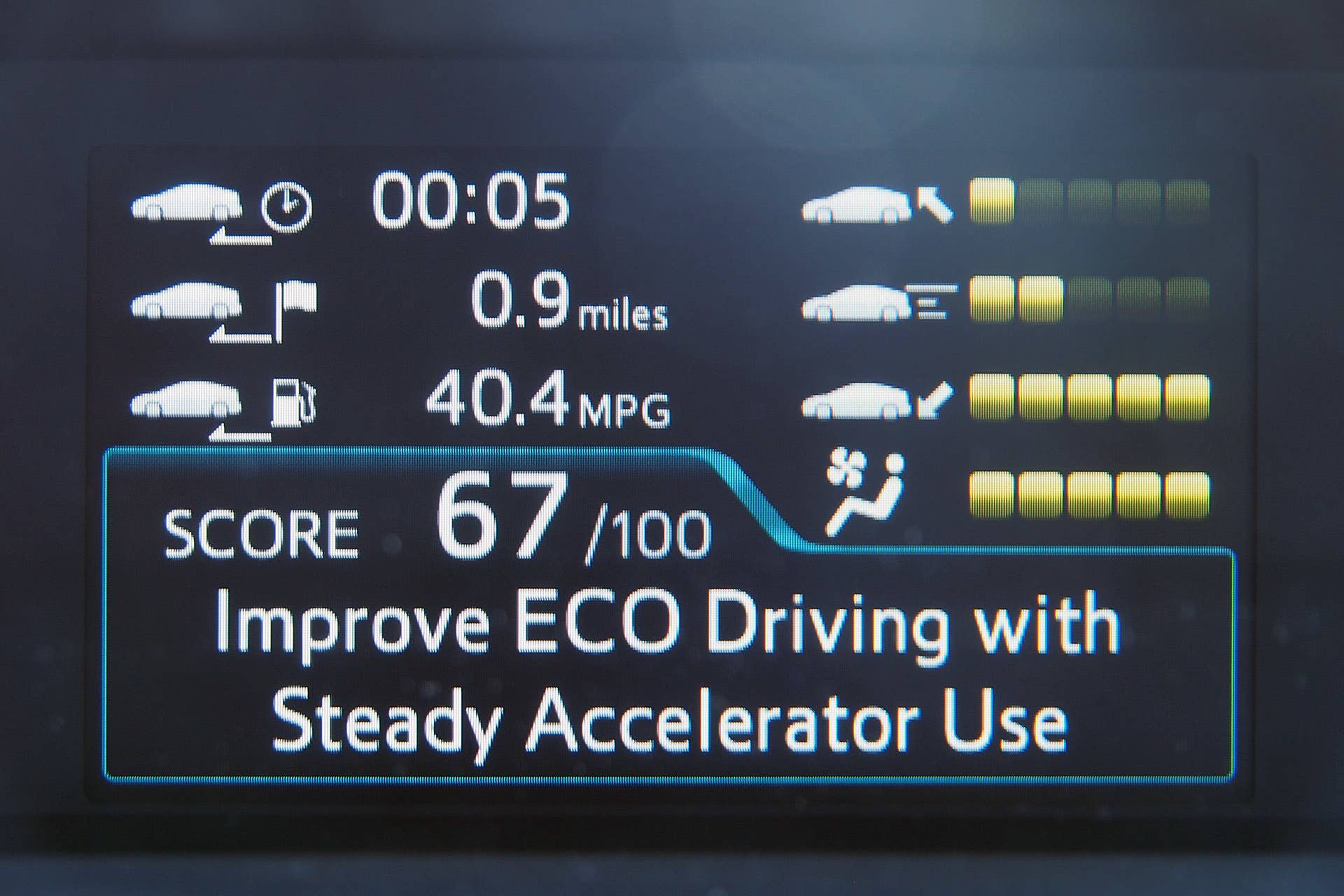 2016 Toyota Prius fuel economy display