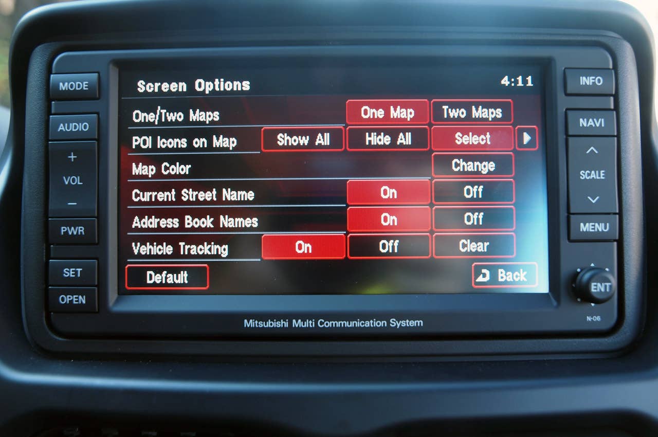 2012 Mitsubishi i screen options display