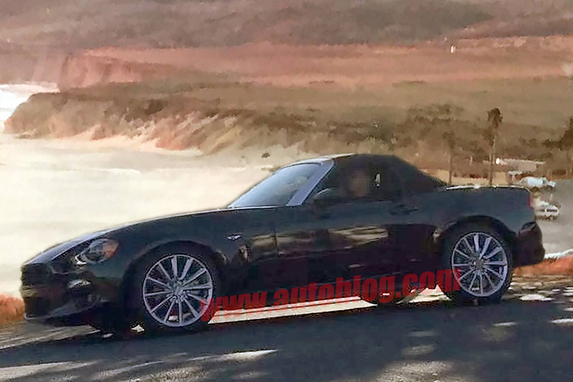 fiat 124 spider spy shots photos california beach