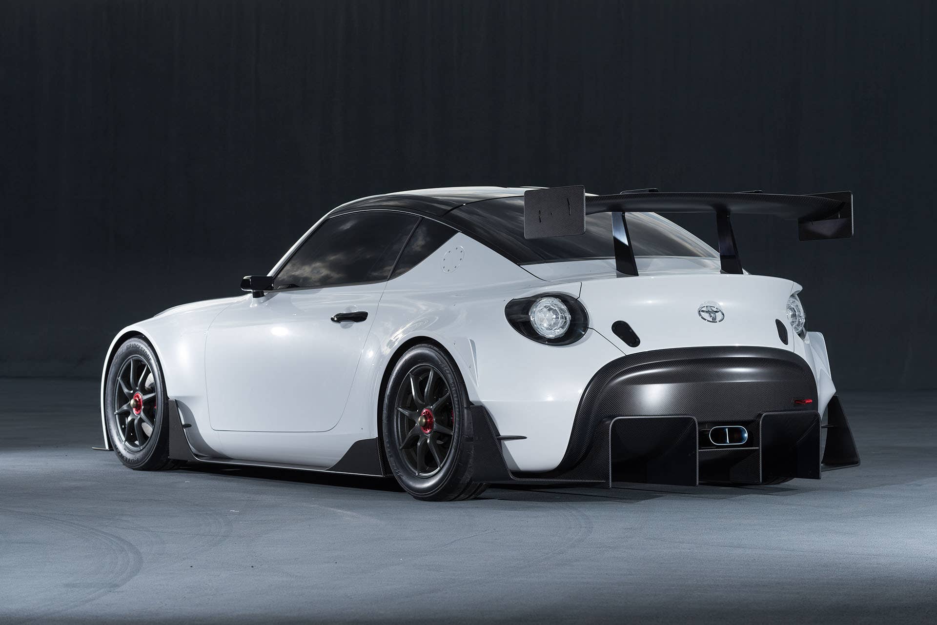 white toyota s-fr racing concept rear three quarters