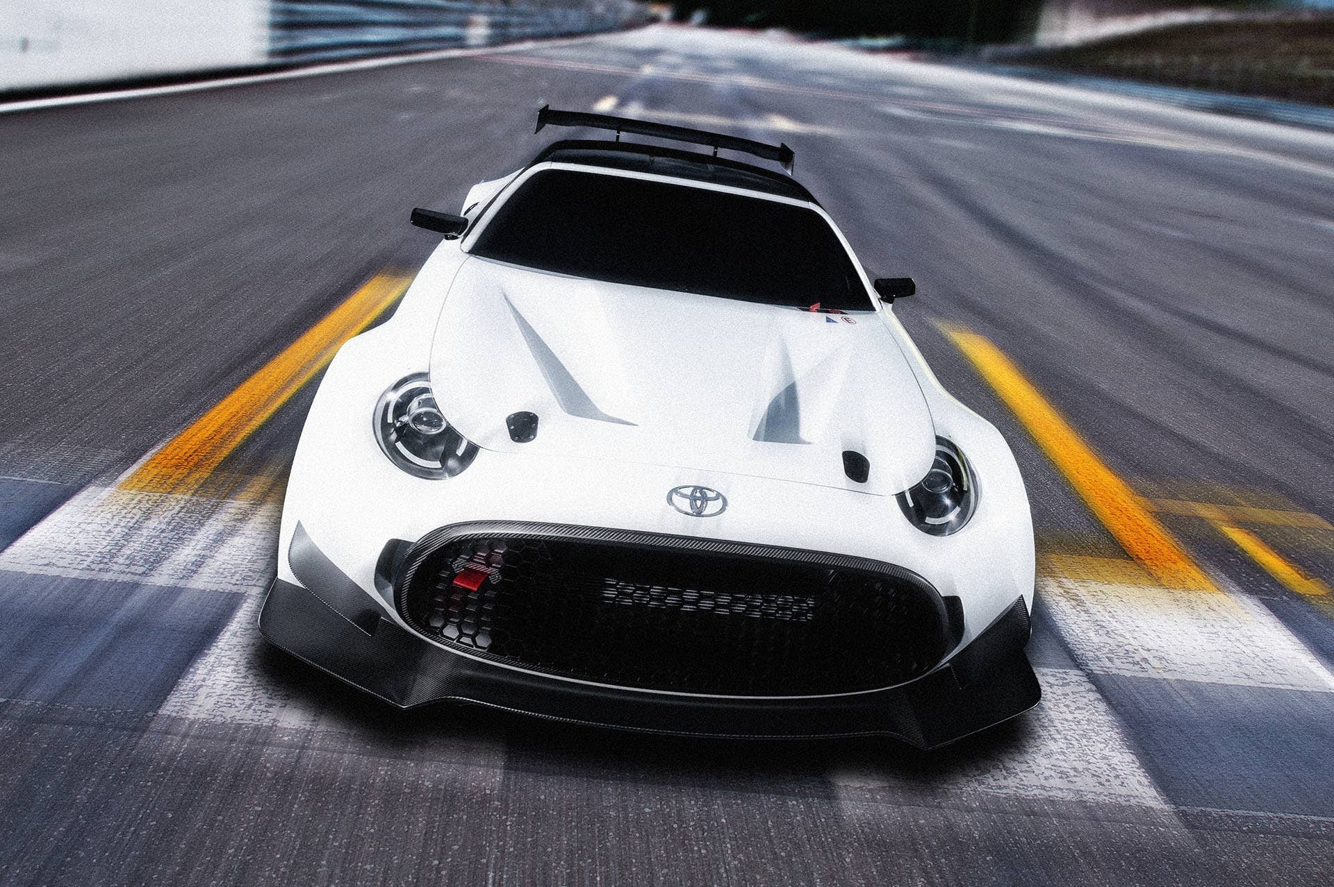 white toyota s-fr racing concept front on track