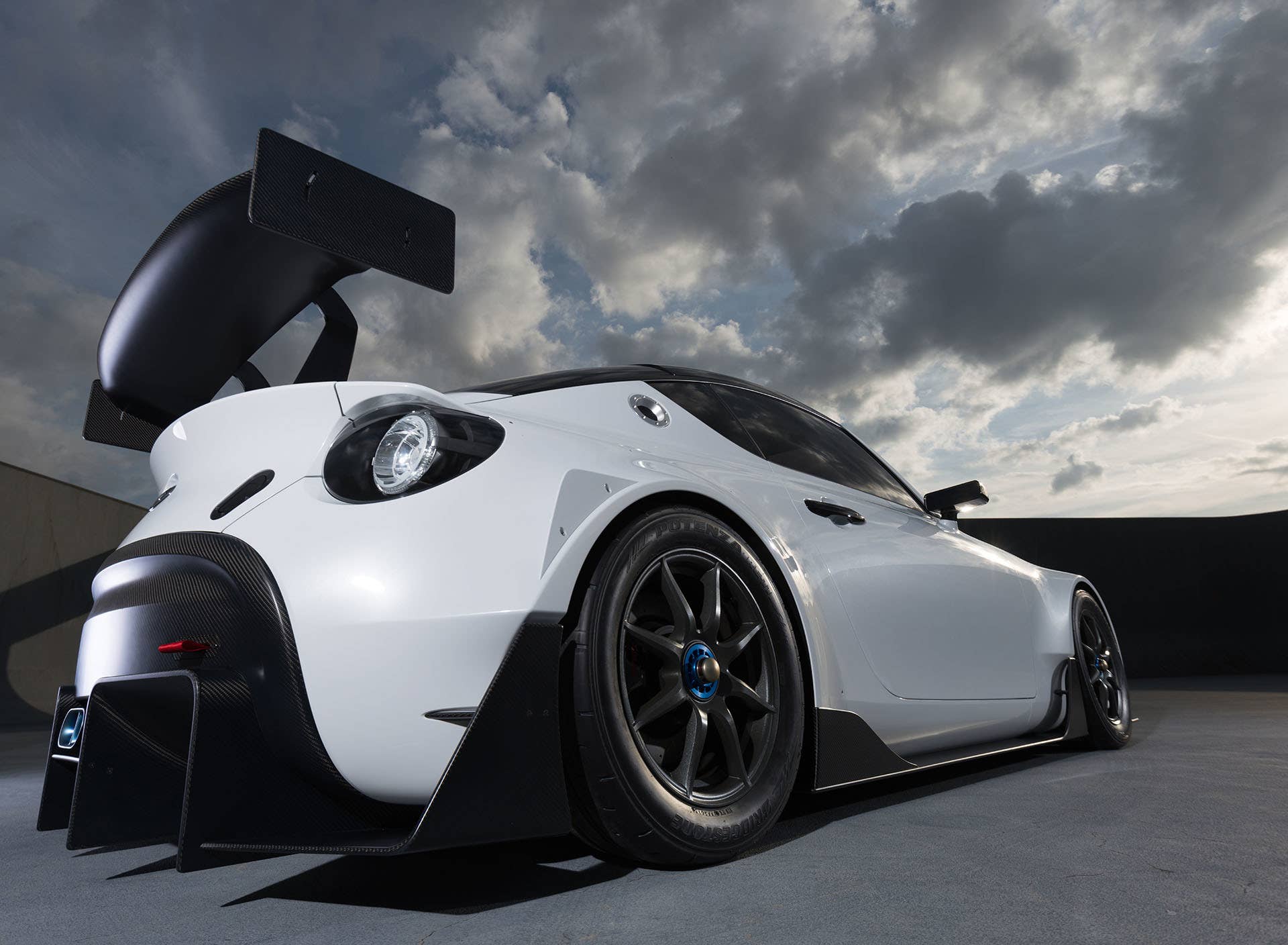 white toyota s-fr racing concept rear low angle