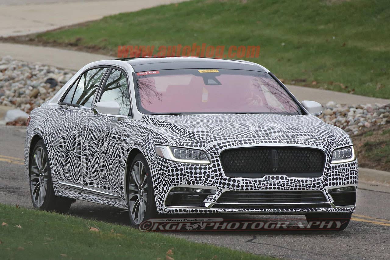 lincoln continental spy shot front three quartes