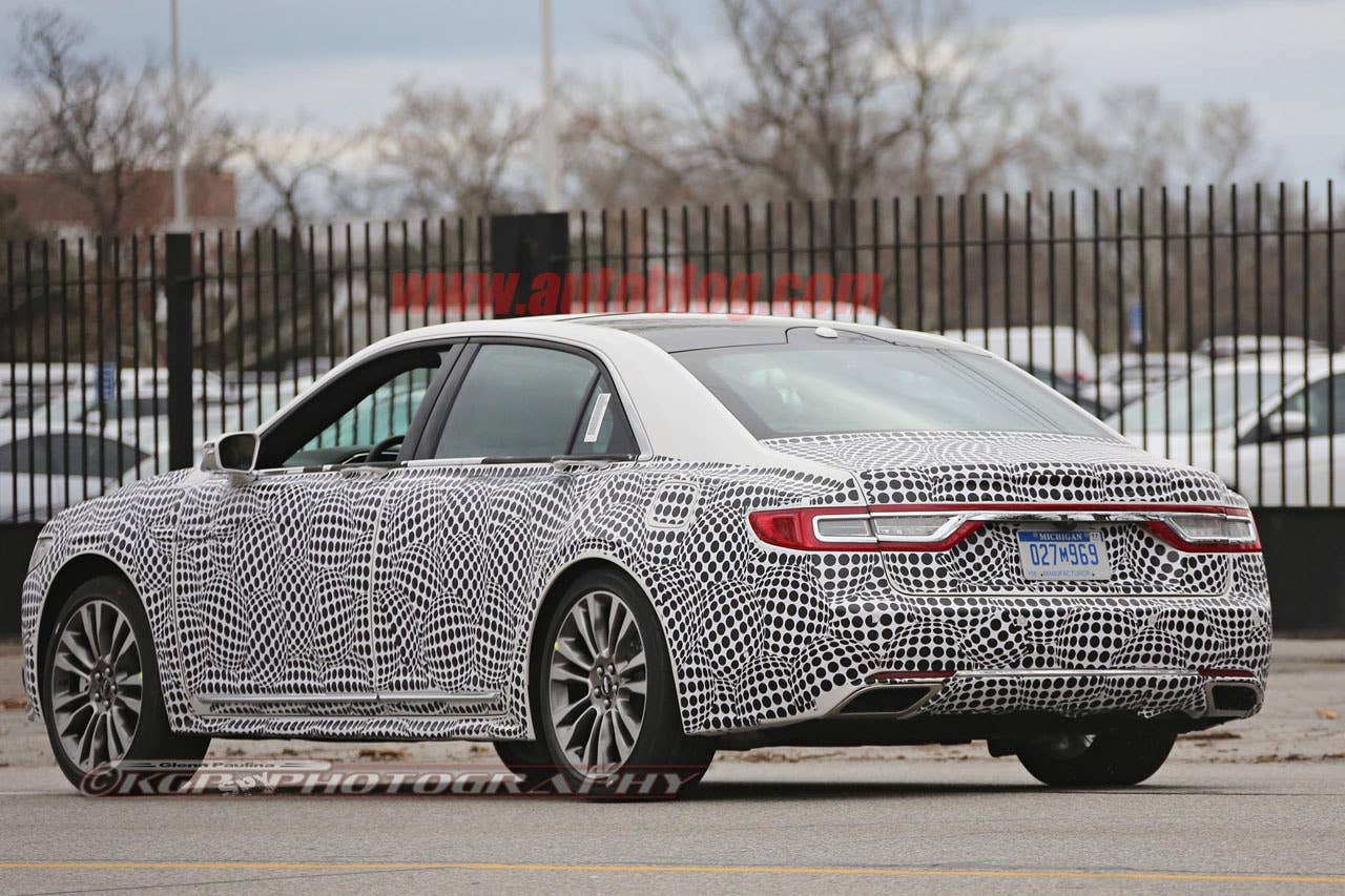 lincoln continental spy shot rear three quarters taillights