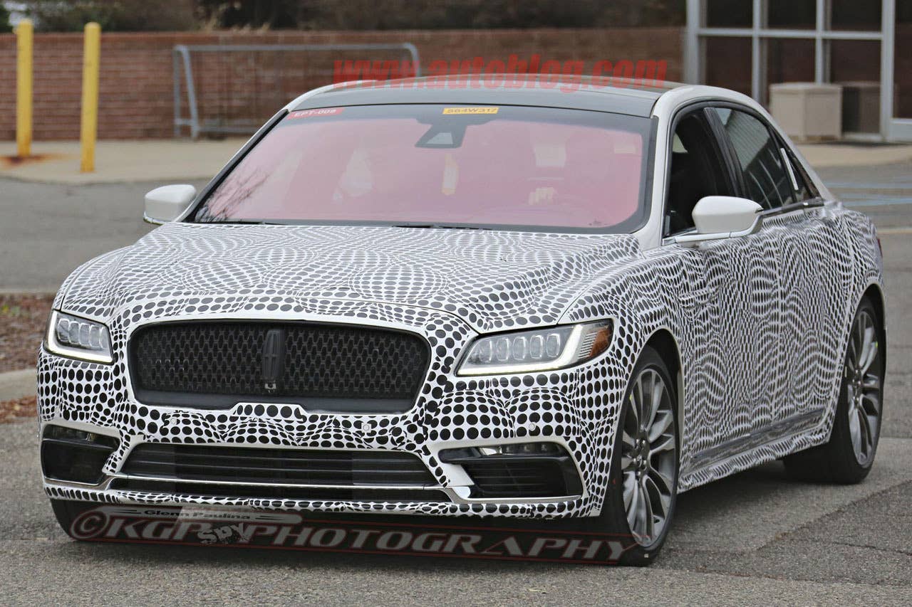 lincoln continental spy shot front three quarters