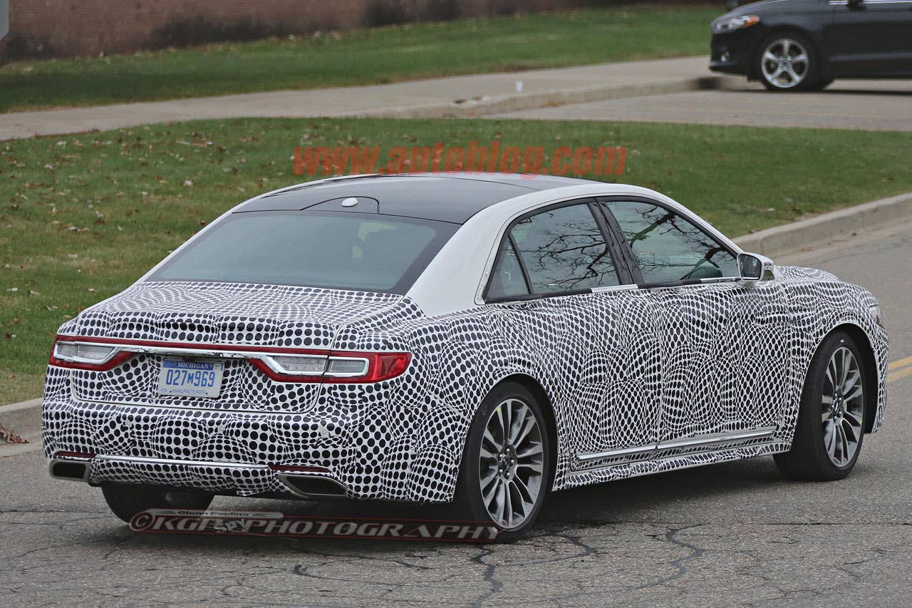 lincoln continental spy shot passenger three quarters above
