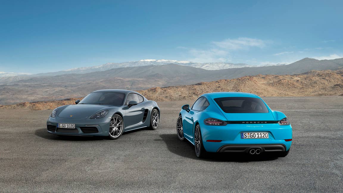 Porsche 718 Cayman gray blue