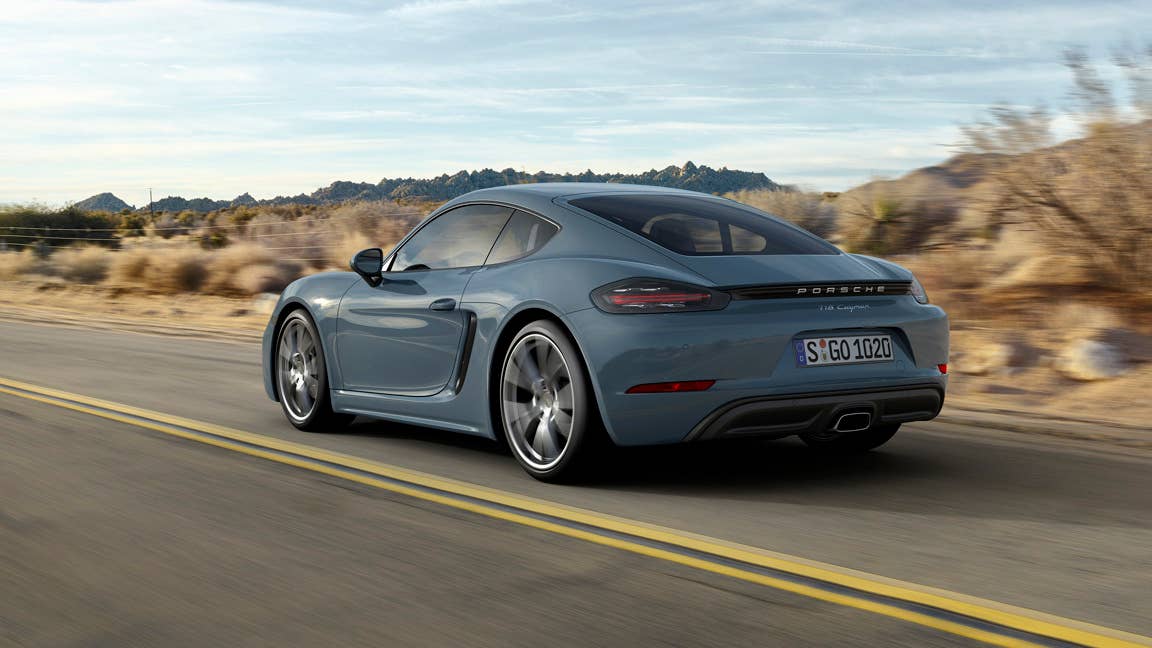 Porsche 718 Cayman rear 3/4 gray