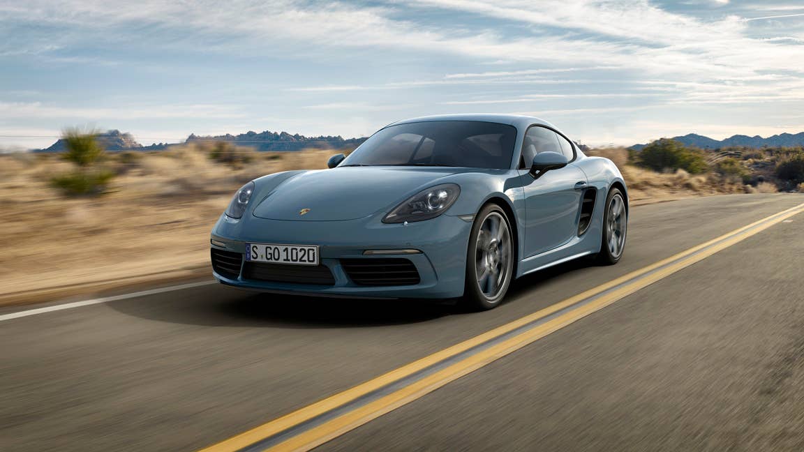 Porsche 718 Cayman front 3/4 gray