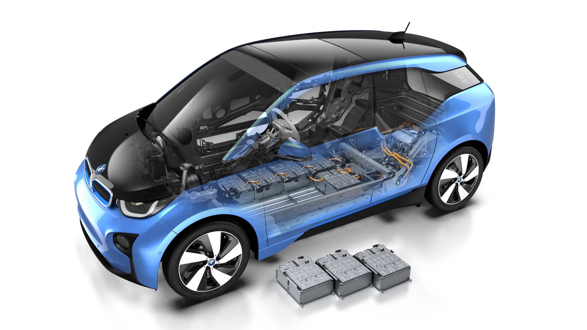 2017 BMW i3 cutaway with battery pack