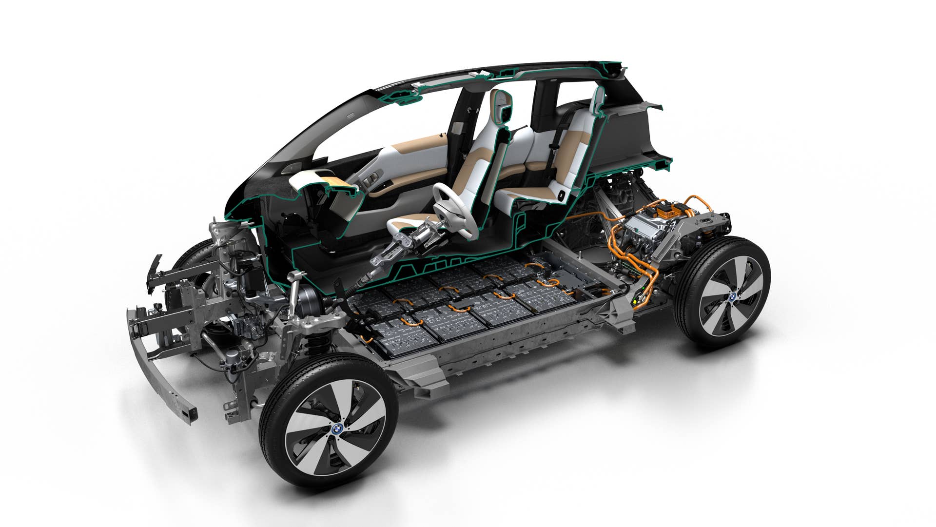 2017 BMW i3 cutaway with battery pack
