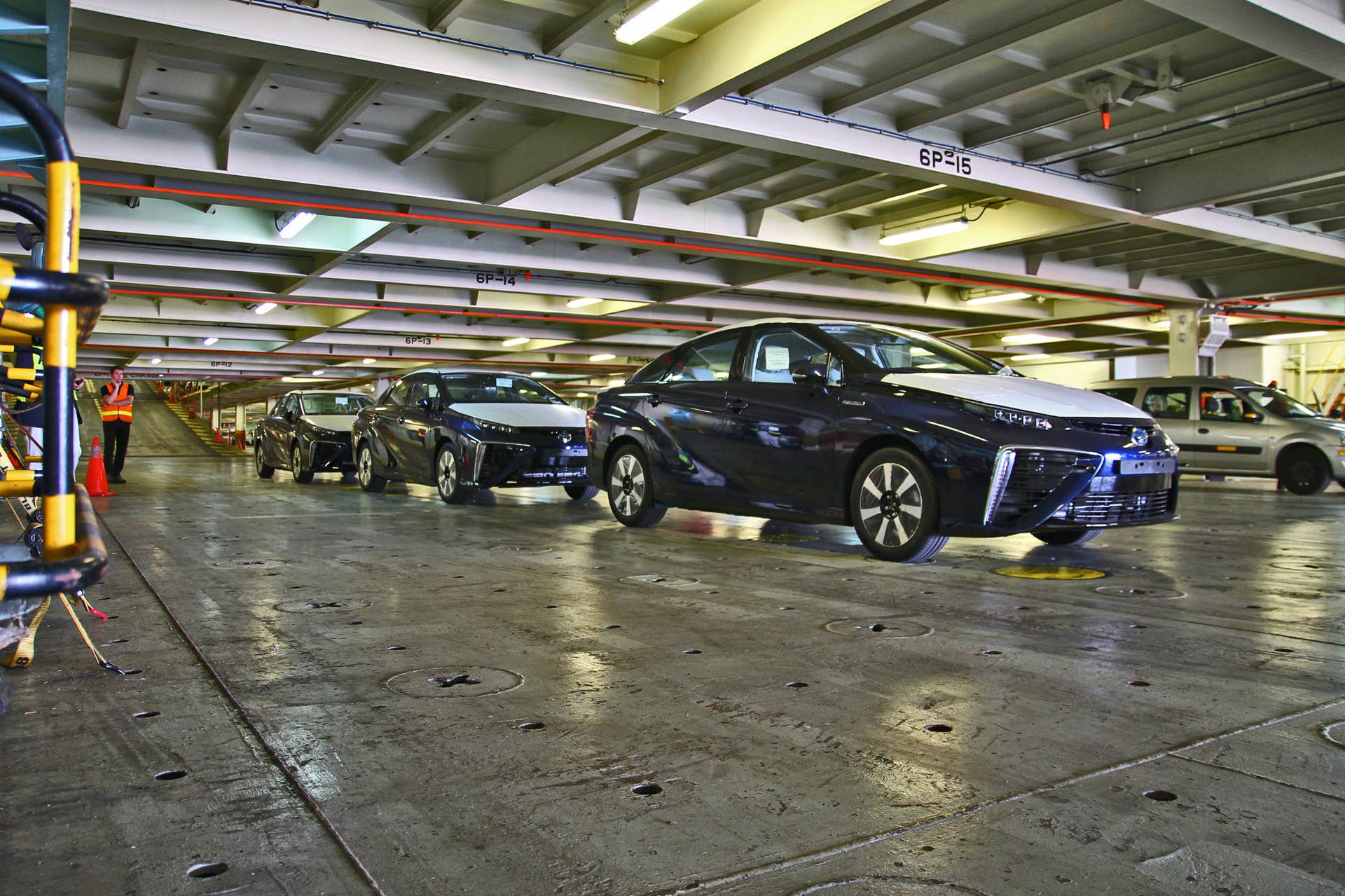 toyota mirai driving off tanker