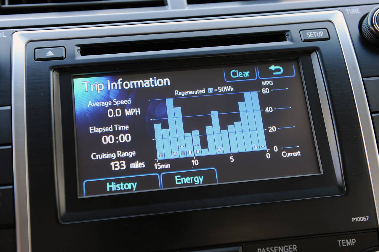 2013 Toyota Camry Hybrid fuel economy display