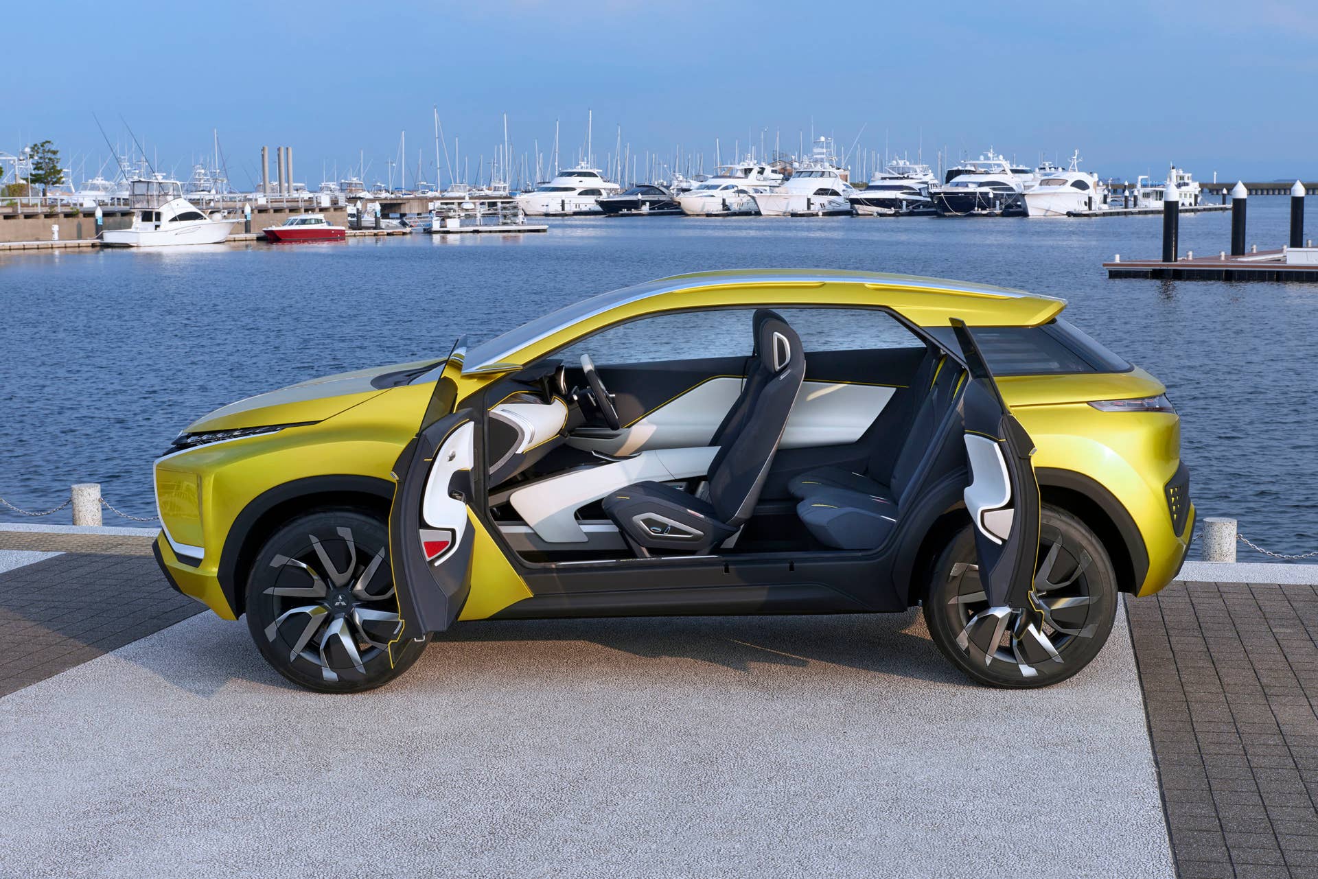 yellow mitsubishi ex concept profile doors open