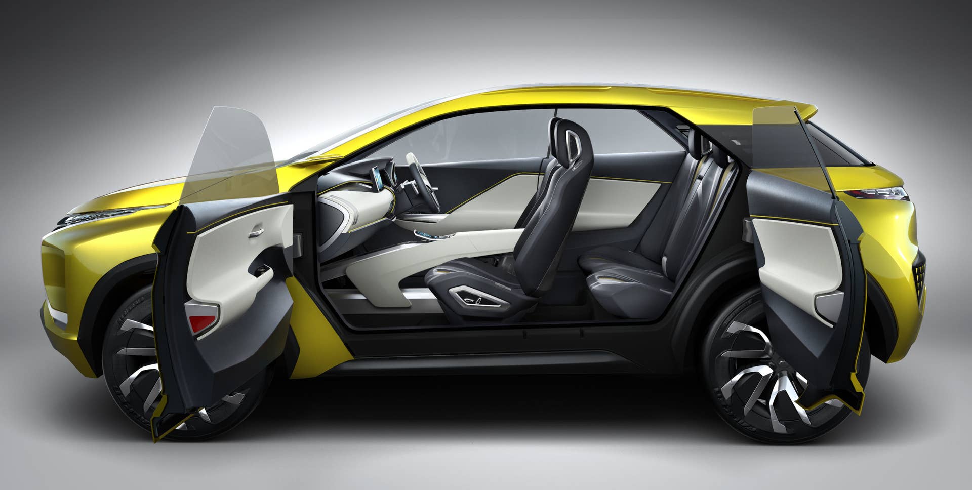 yellow mitsubishi ex concept doors open studio