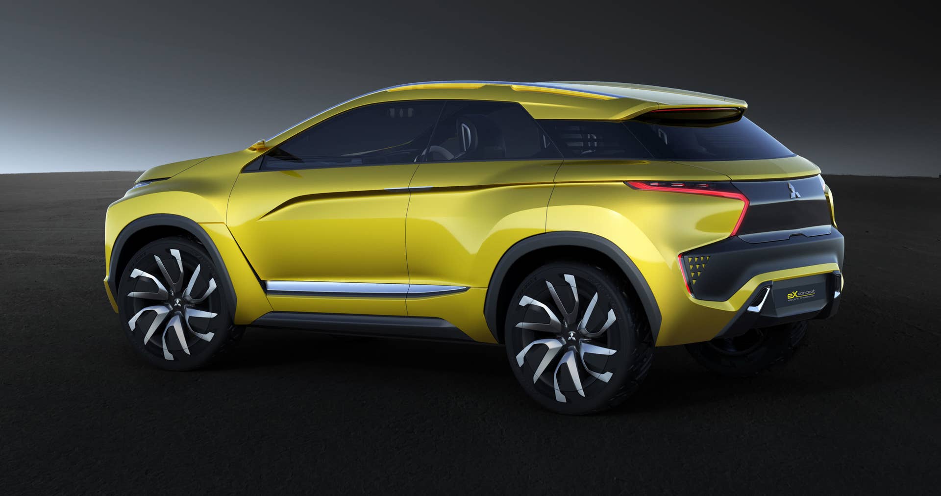 yellow mitsubishi ex concept rear three quarters studio