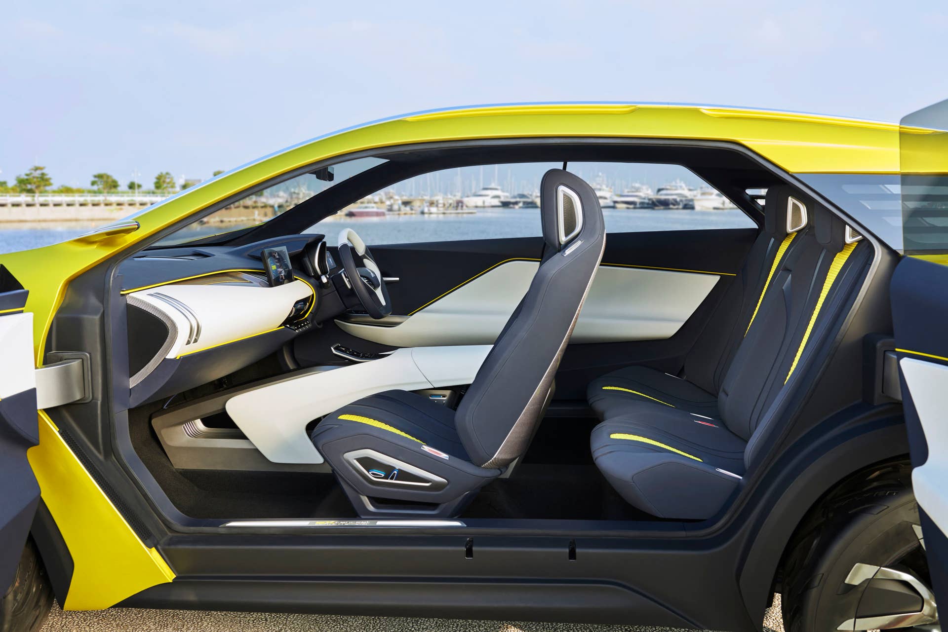 yellow mitsubishi ex concept doors open detail
