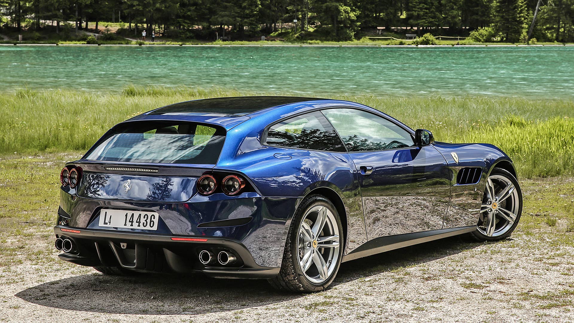 2017 Ferrari GTC4Lusso rear 3/4 view