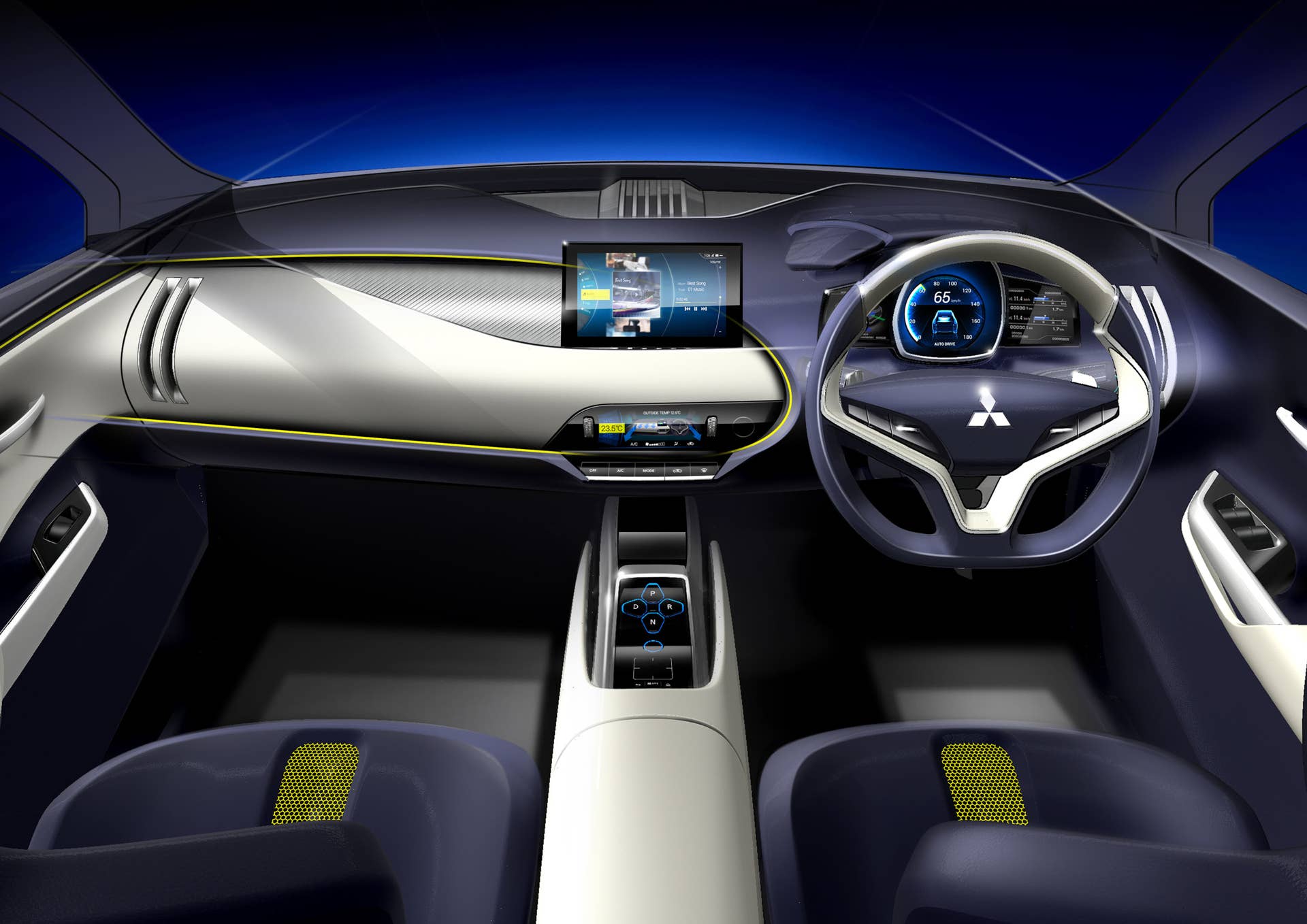 yellow mitsubishi ex concept interior front